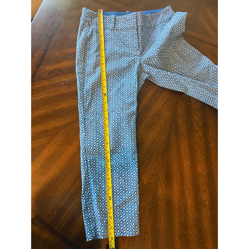 Ann Taylor Womens Carnegie Crop Pants Size 00P Blue Geometric Ankle Trousers - Picture 10 of 10